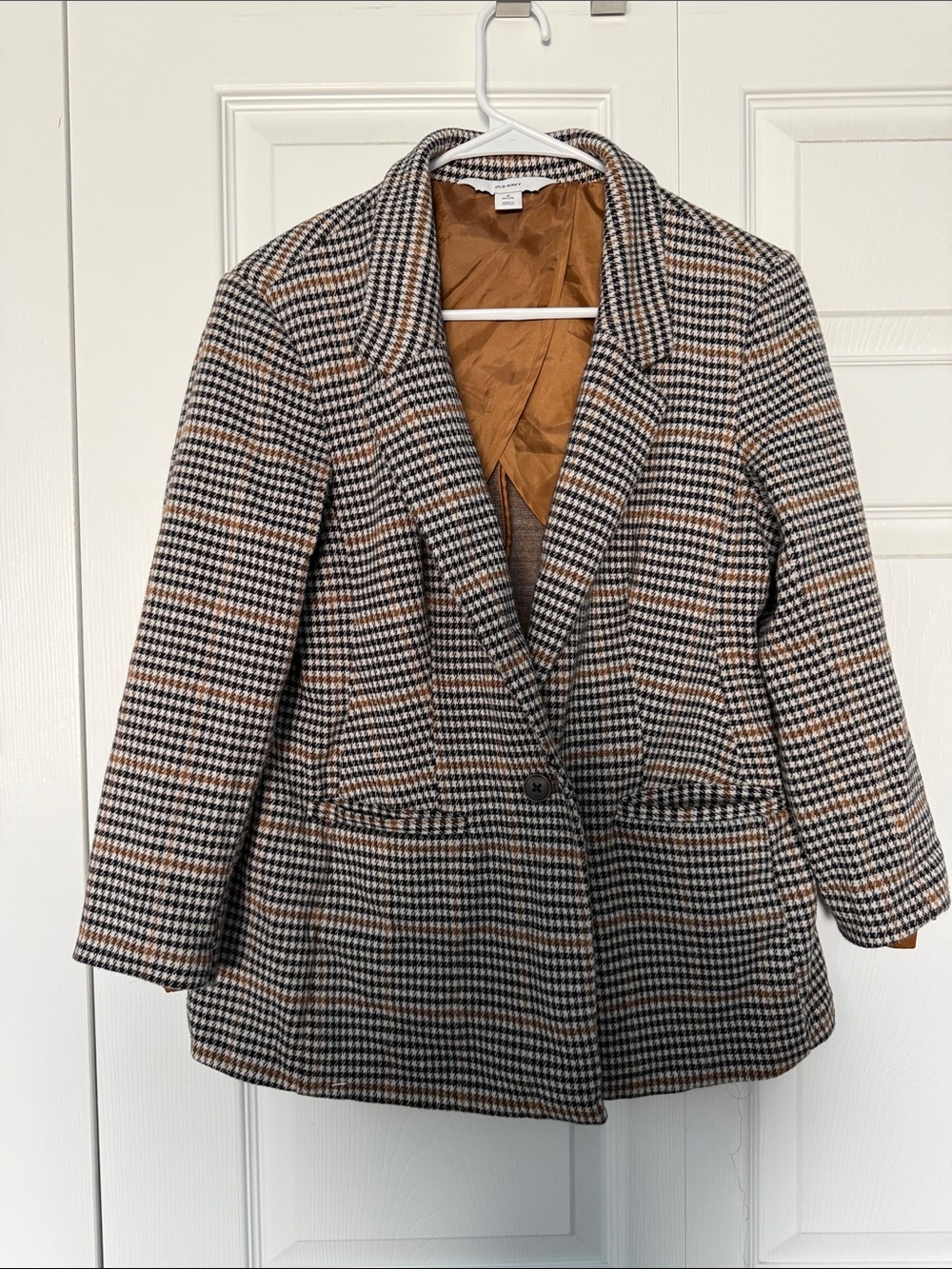 Old Navy Tan and Black Houndstooth Blazer